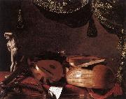 BASCHENIS, Evaristo Still-Life with Musical Instruments and a Small Classical Statue  www oil on canvas